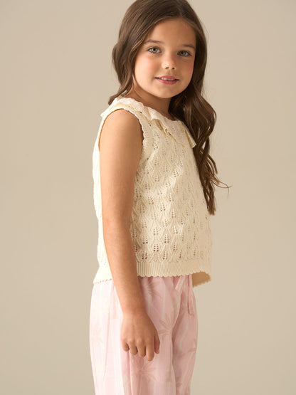 Dsiney Kidz - Angel & Rocket Cream Indie Lace Collar Crochet Knit Cardigan image 5