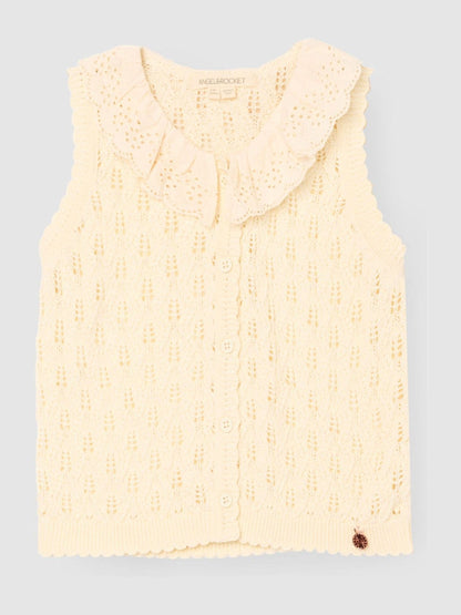 Dsiney Kidz - Angel & Rocket Cream Indie Lace Collar Crochet Knit Cardigan image 6