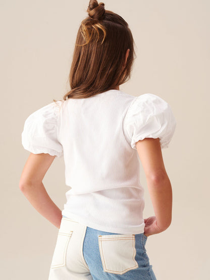Dsiney Kidz - Angel & Rocket White Eve Ruffle Heart Puff Sleeve T-Shirt image 3
