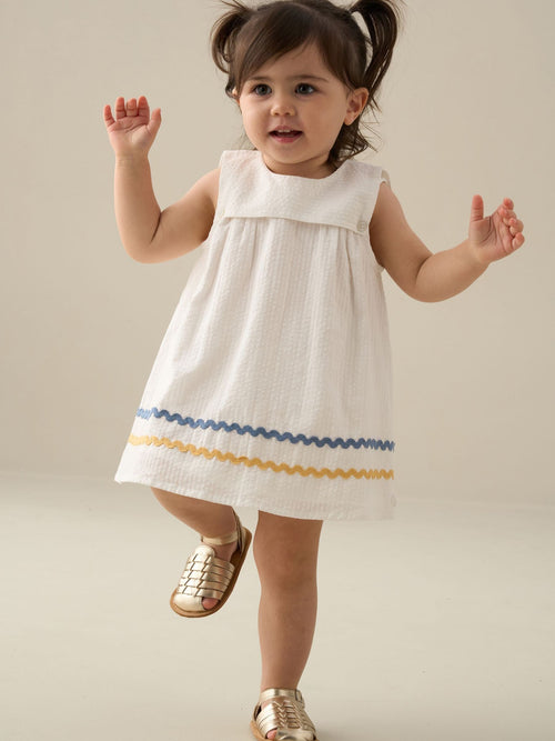 Dsiney Kidz - Angel & Rocket White Lila Stripe Ric Rac Bloomer Dress image 1
