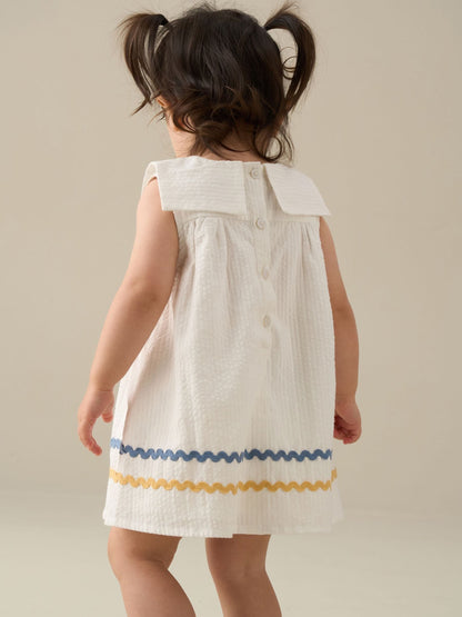 Angel & Rocket White Lila Stripe Ric Rac Bloomer Dress image 3