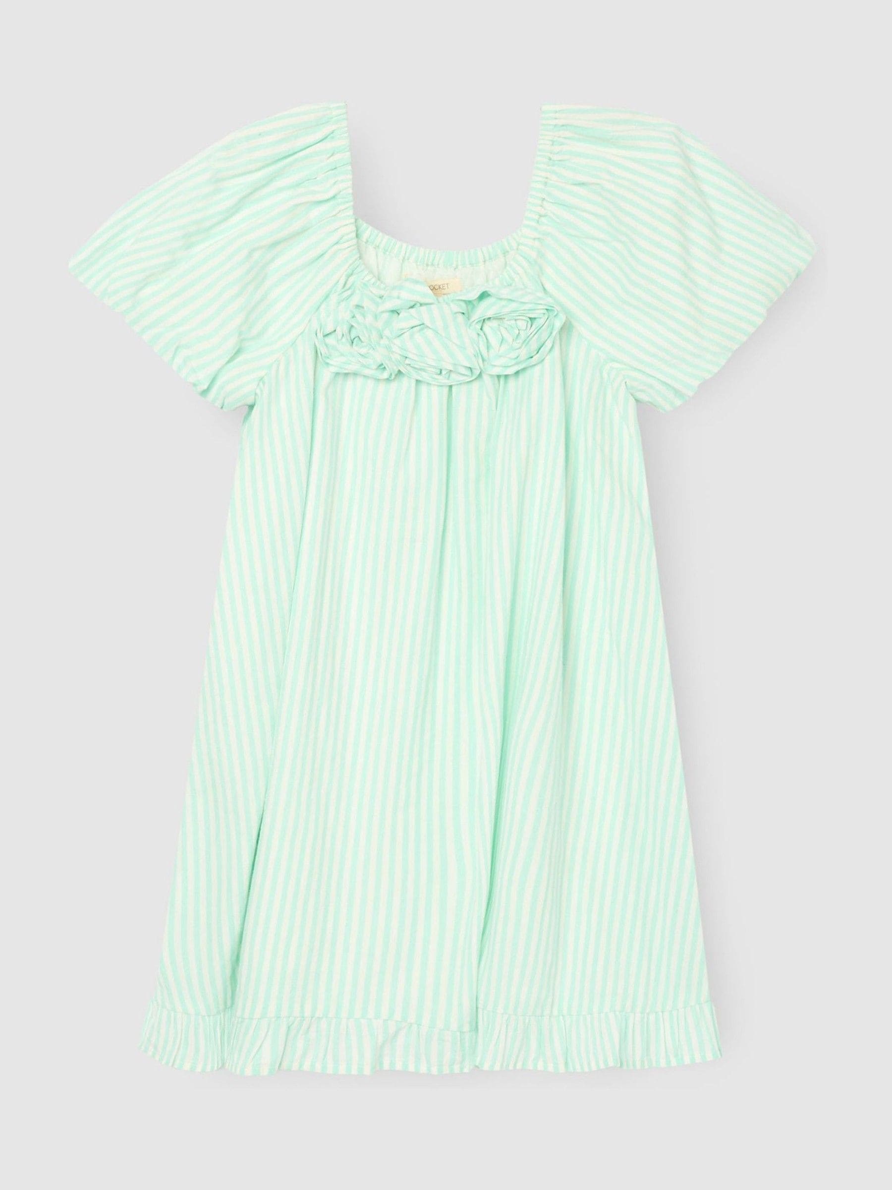 Angel & Rocket Green Coletta Corsage Stripe Swing Dress image 5