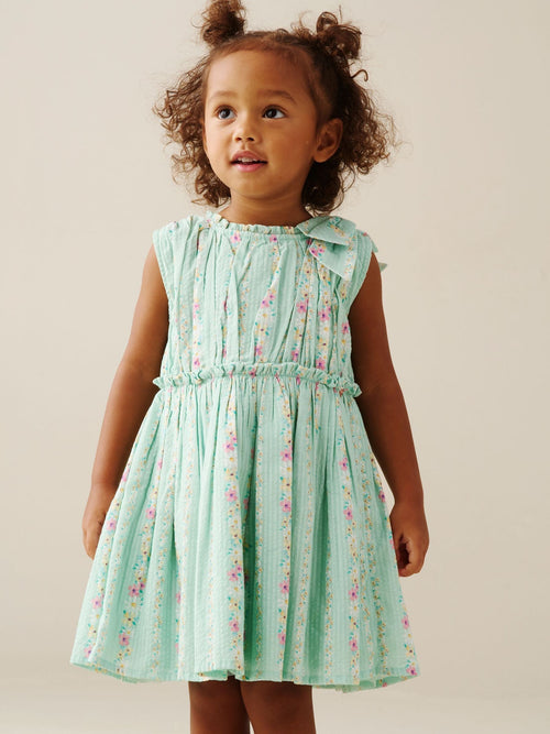 Dsiney Kidz - Angel & Rocket Green Gianna Floral Stripe Bow Shoulder Dress image 1