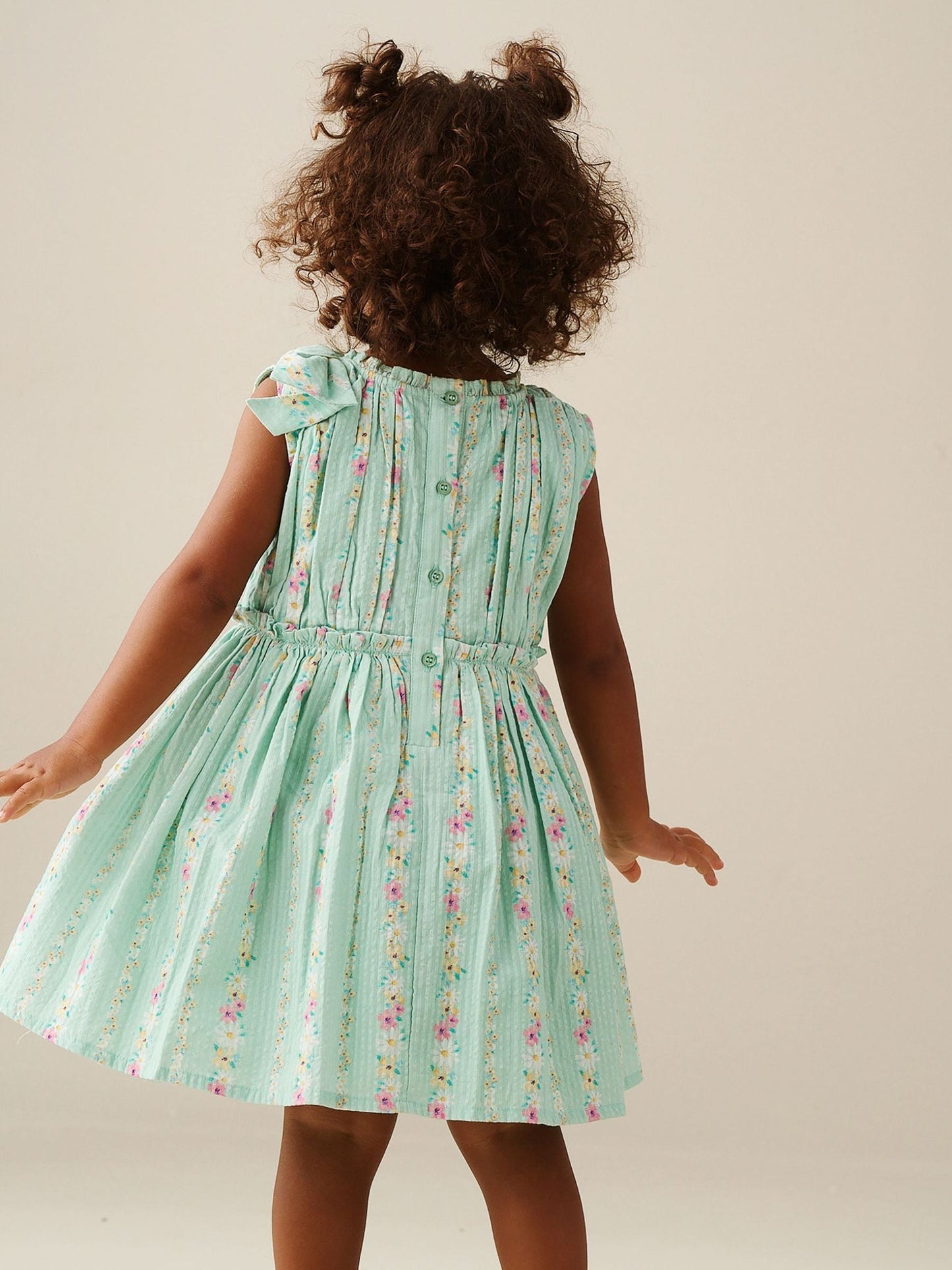 Angel & Rocket Green Gianna  Floral Stripe Bow Shoulder Dress image 3