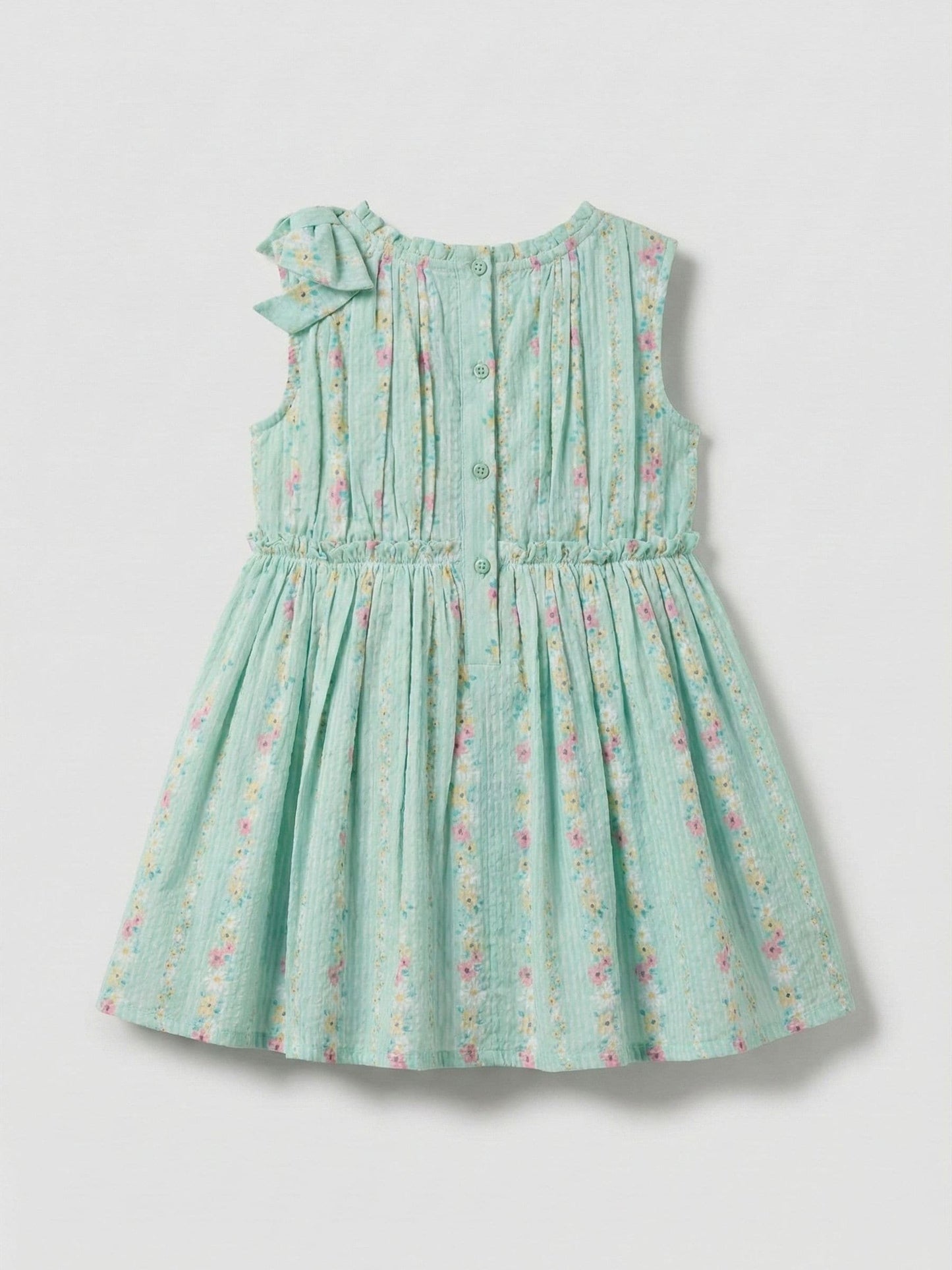 Angel & Rocket Green Gianna  Floral Stripe Bow Shoulder Dress image 5