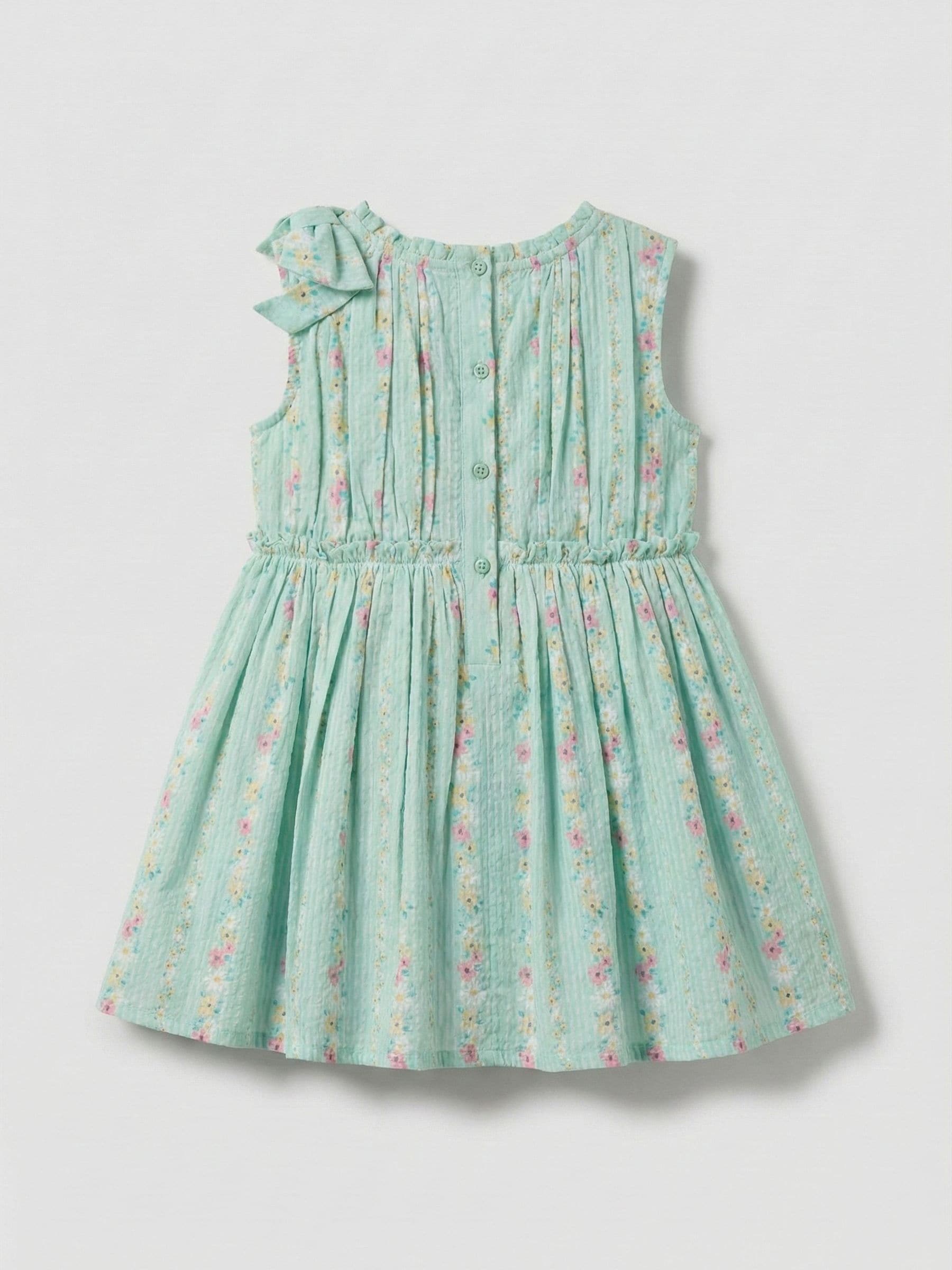 Angel & Rocket Green Gianna  Floral Stripe Bow Shoulder Dress image 5