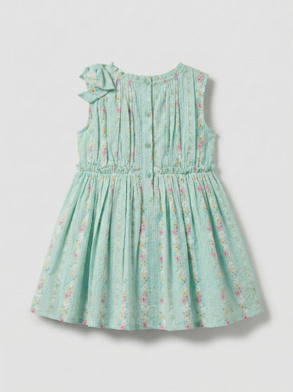 Angel & Rocket Green Gianna  Floral Stripe Bow Shoulder Dress image 5