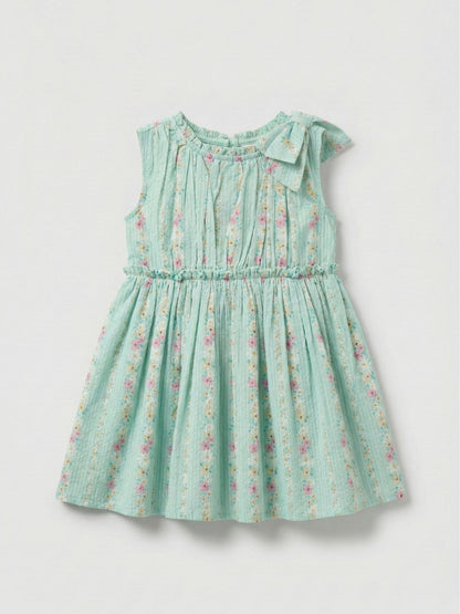 Angel & Rocket Green Gianna  Floral Stripe Bow Shoulder Dress image 6