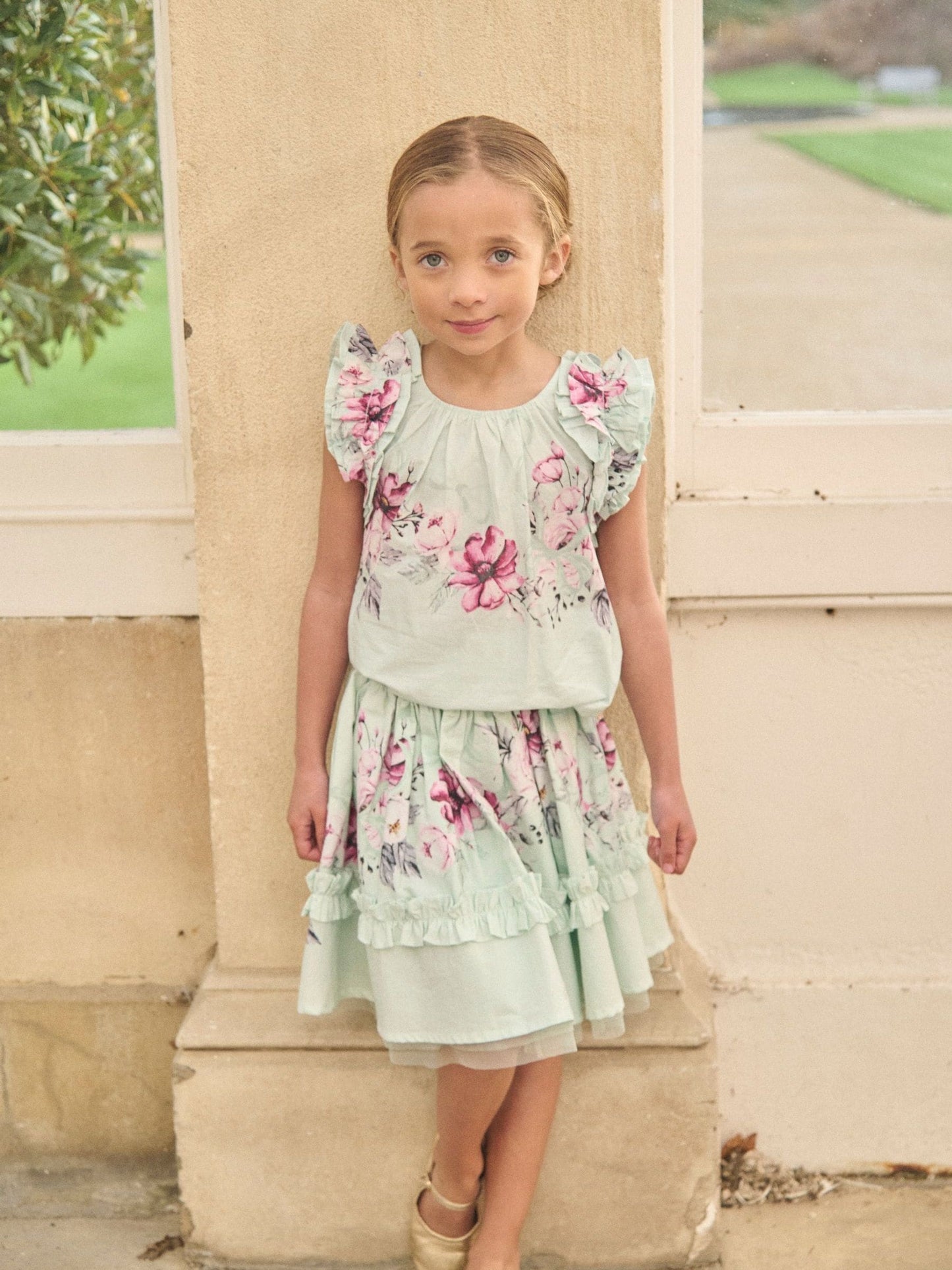 Dsiney Kidz - Angel & Rocket Green Nina Ruffle Shell Blouse image 3