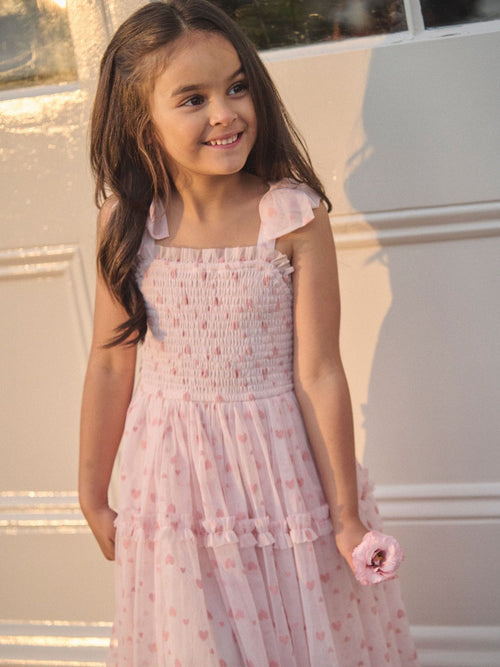 Dsiney Kidz - Angel & Rocket Pink Vivi Heart Flock Tie Shoulder Mesh Dress image 1