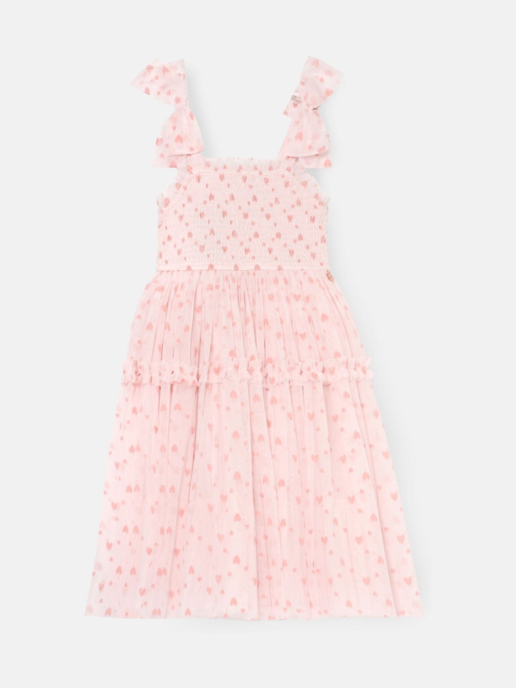 Angel & Rocket Pink Vivi Heart Flock Tie Shoulder Mesh Dress image 3