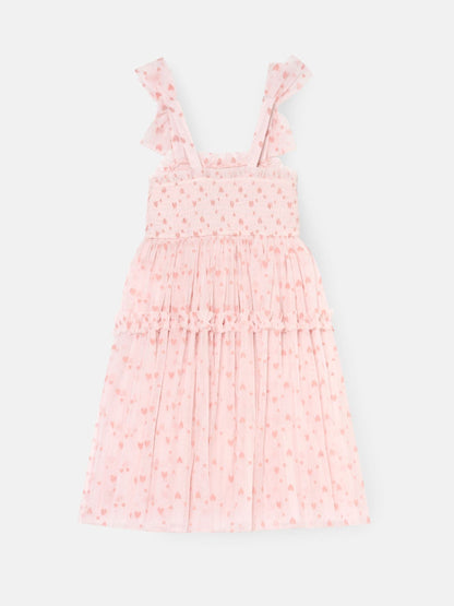 Angel & Rocket Pink Vivi Heart Flock Tie Shoulder Mesh Dress image 4