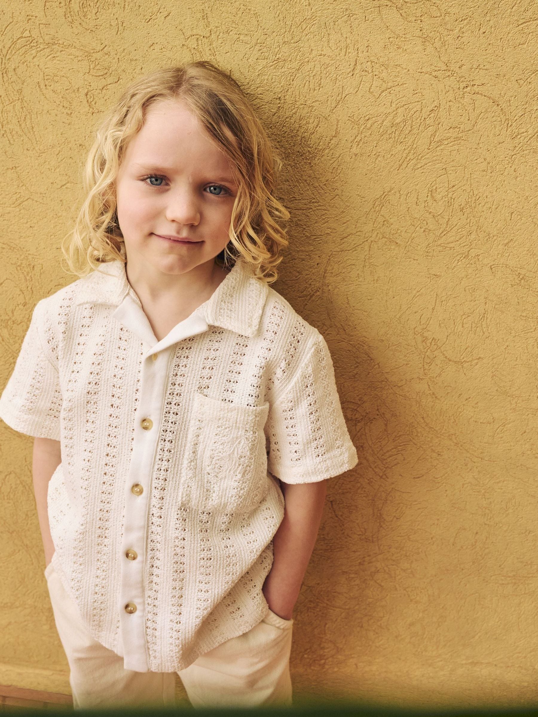 Dsiney Kidz - Angel & Rocket Cream Bradley Crochet Embroidered Shirt image 1