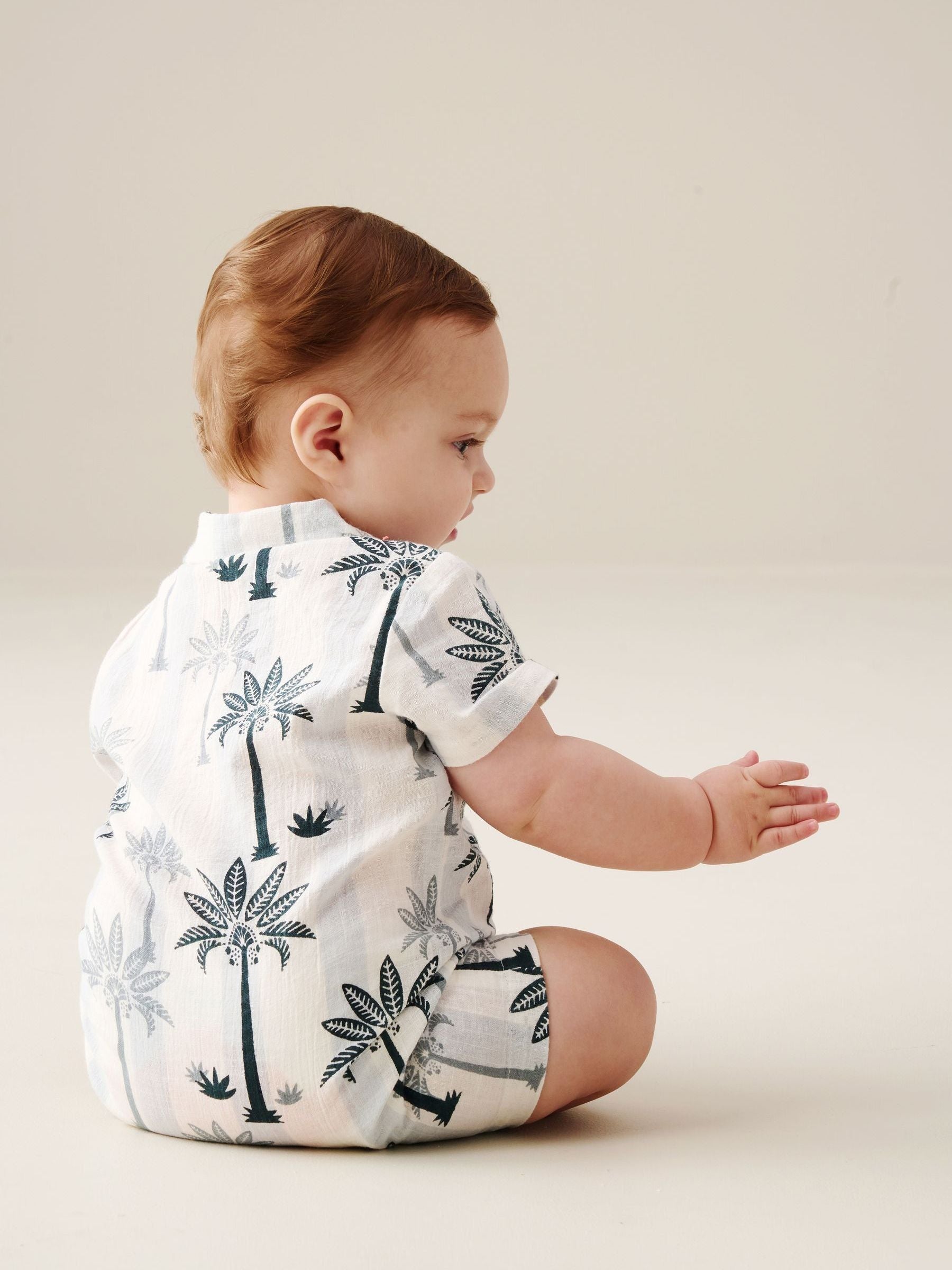 Angel & Rocket Blue Jamie Palm Print Rompersuits image 3