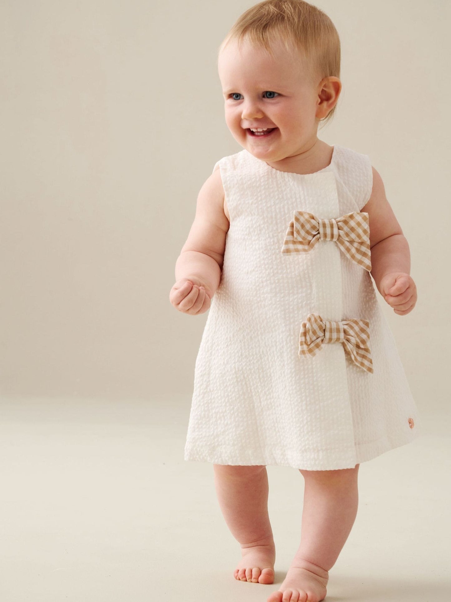 Angel & Rocket Natural Daphne Gingham Bow Bloomer Dress image 3
