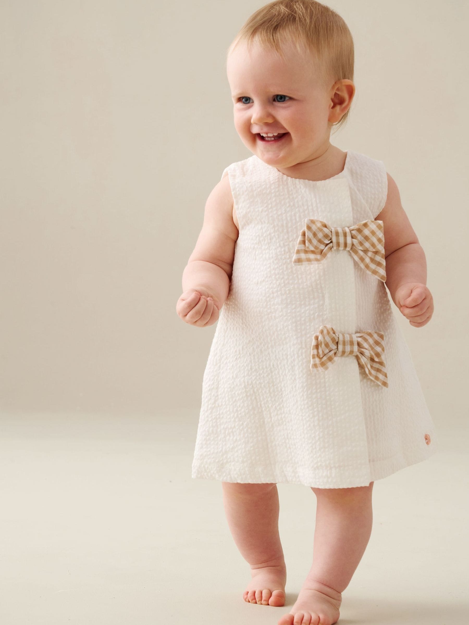 Angel & Rocket Natural Daphne Gingham Bow Bloomer Dress image 3