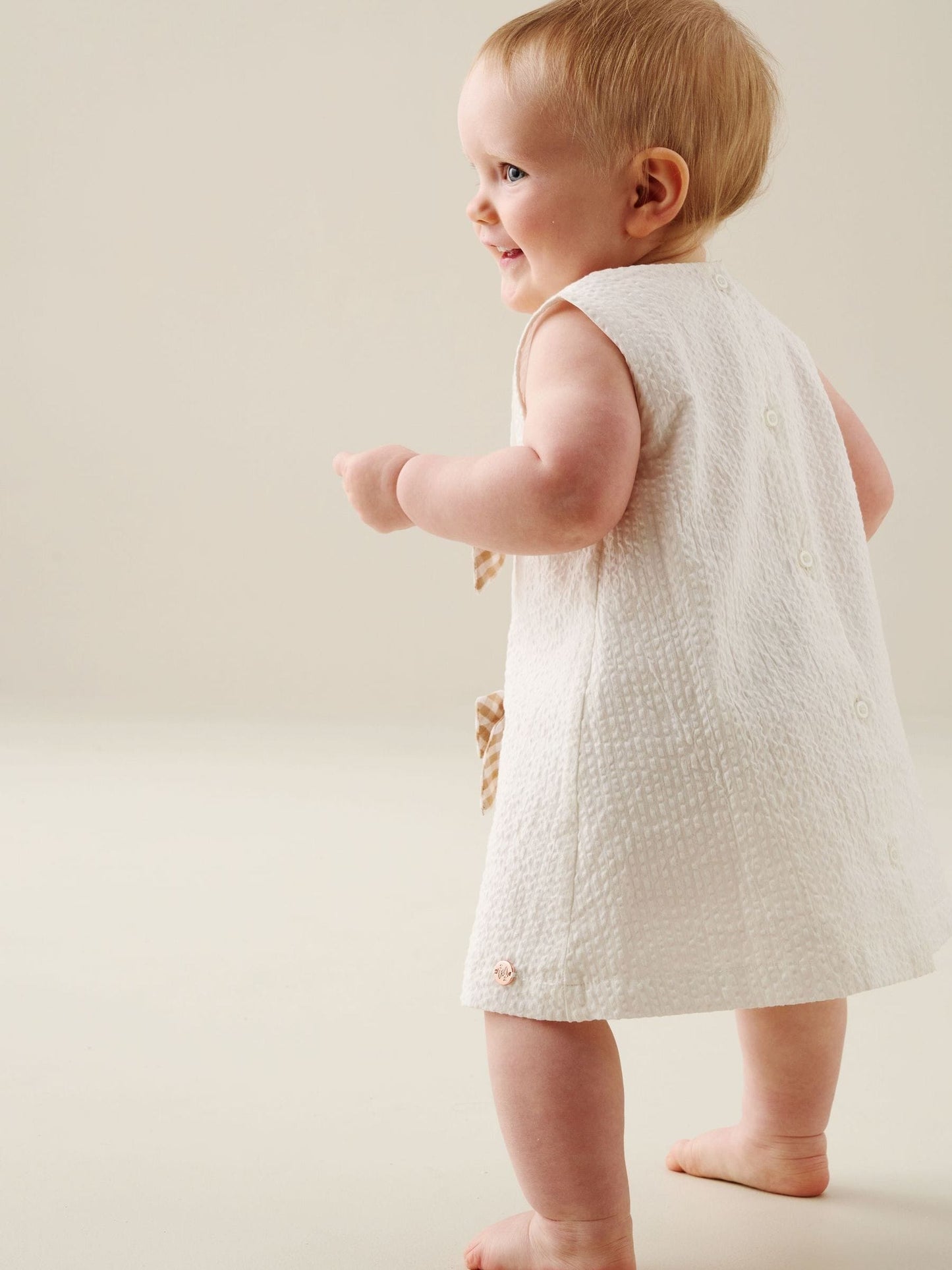 Angel & Rocket Natural Daphne Gingham Bow Bloomer Dress image 4
