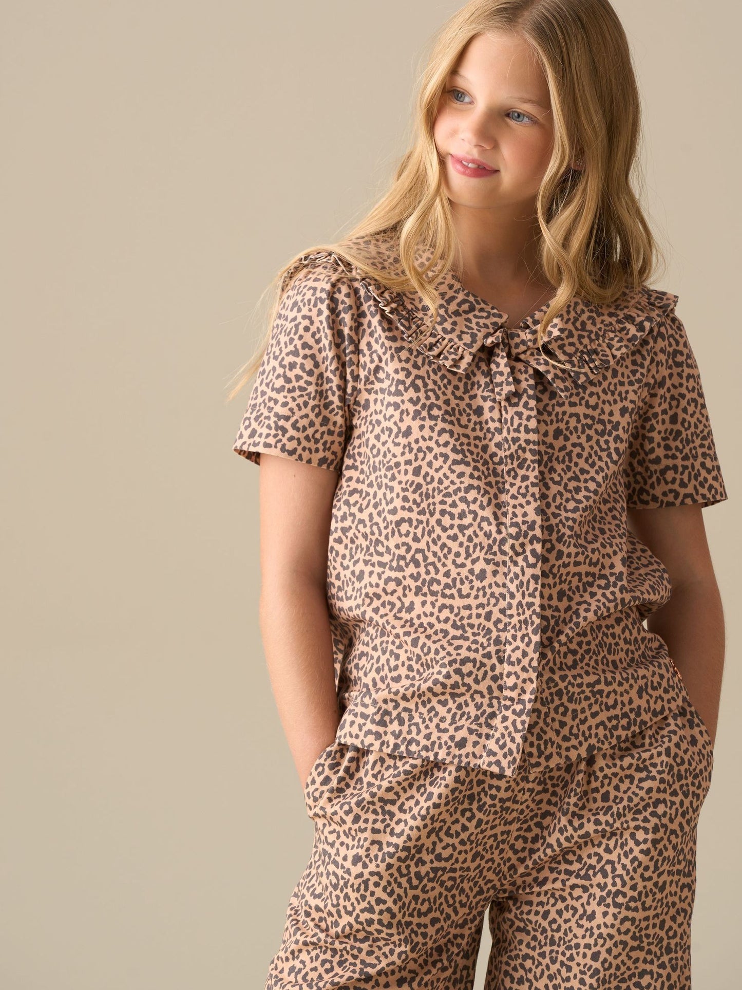 Dsiney Kidz - Angel & Rocket Animal Erika Leopard Collared Tie Blouse image 1