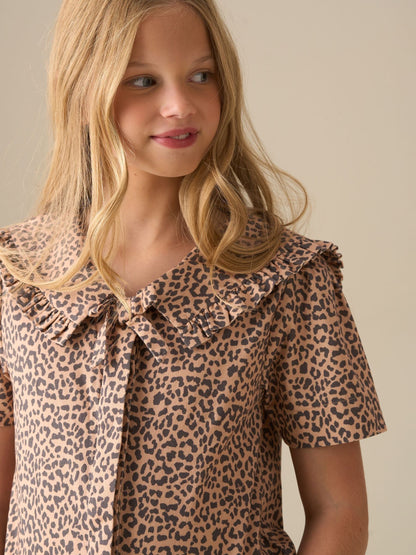 Dsiney Kidz - Angel & Rocket Animal Erika Leopard Collared Tie Blouse image 3