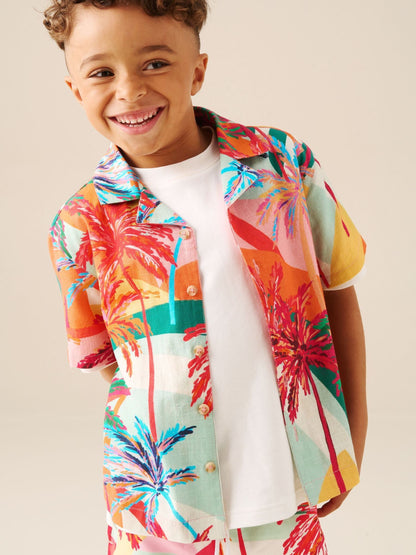 Dsiney Kidz - Angel & Rocket Cream Tyler Bright Palm Short Sleeve Shirt image 1