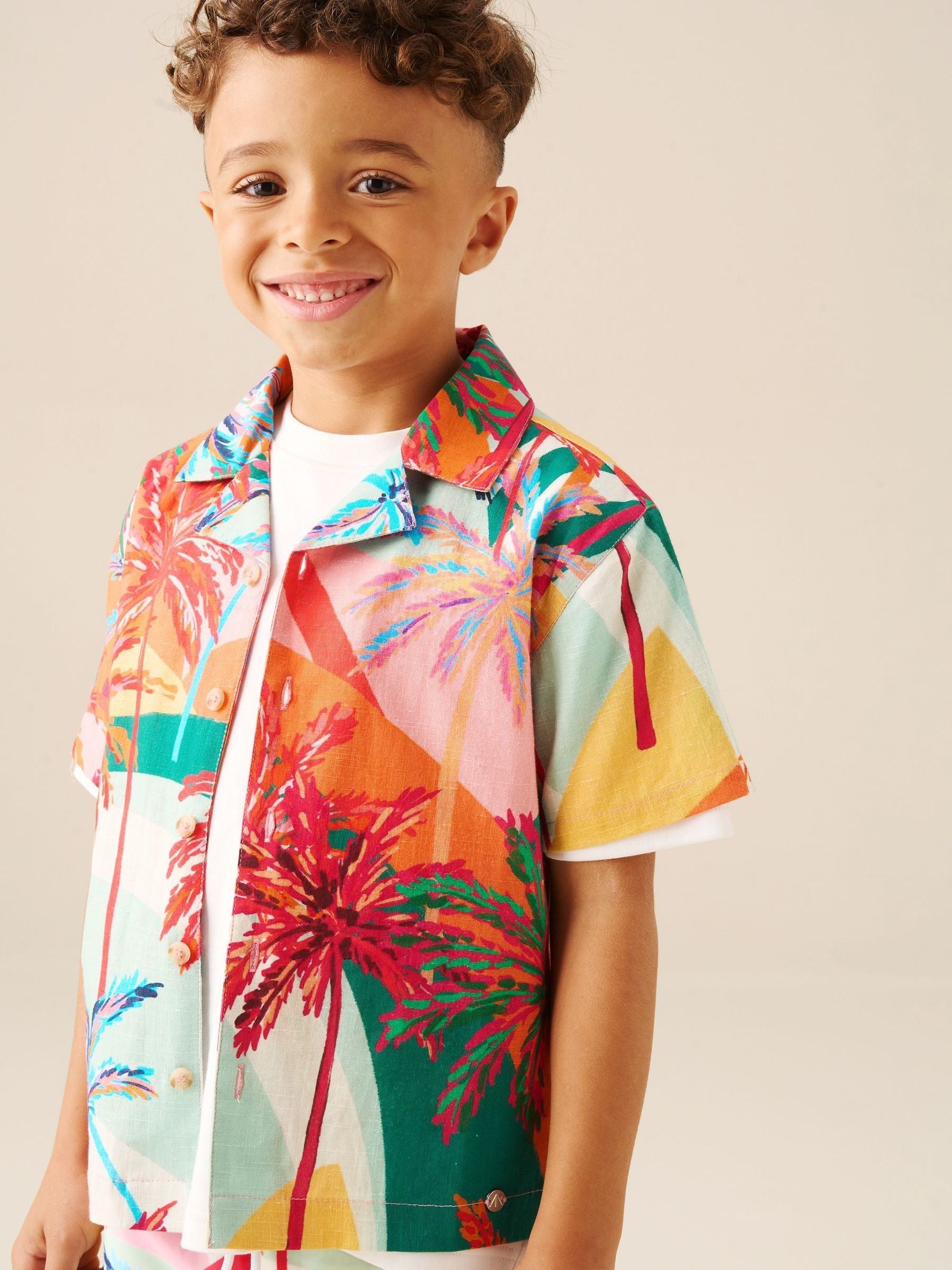 Dsiney Kidz - Angel & Rocket Cream Tyler Bright Palm Short Sleeve Shirt image 2