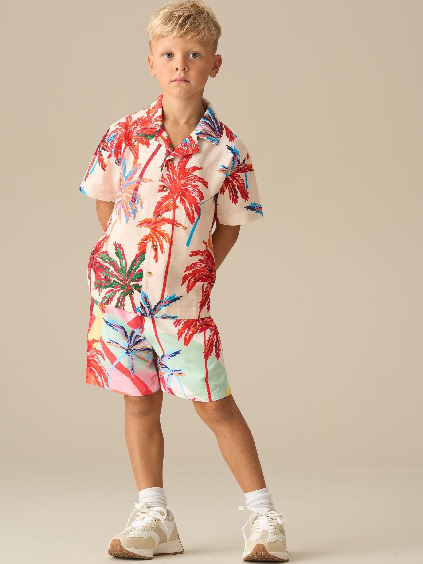 Dsiney Kidz - Angel & Rocket Cream Tyler Bright Palm Short Sleeve Shirt image 3