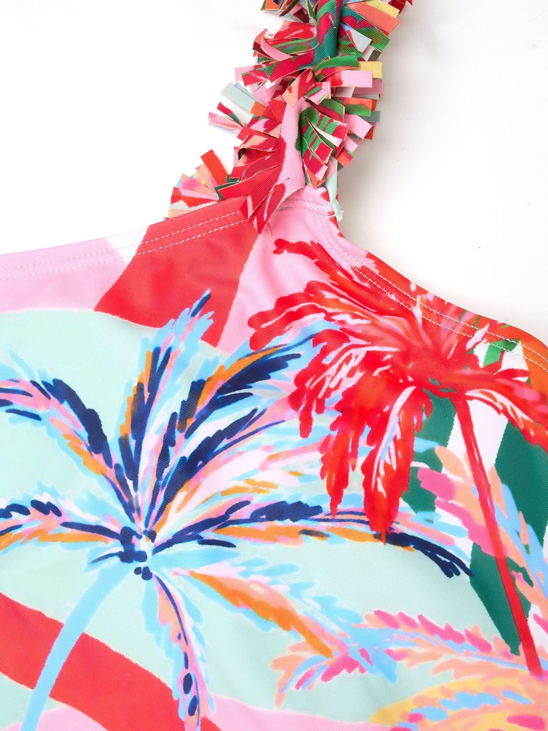 Dsiney Kidz - Angel & Rocket Pink Essie Palm Print Frill Strap Swimsuit image 5