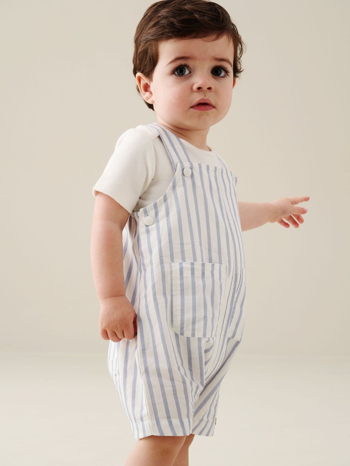 Angel & Rocket Blue Ron Stripe Dungaree And Bodysuit Set image 1
