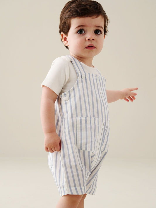 Angel & Rocket Blue Ron Stripe Dungaree And Bodysuit Set image 1