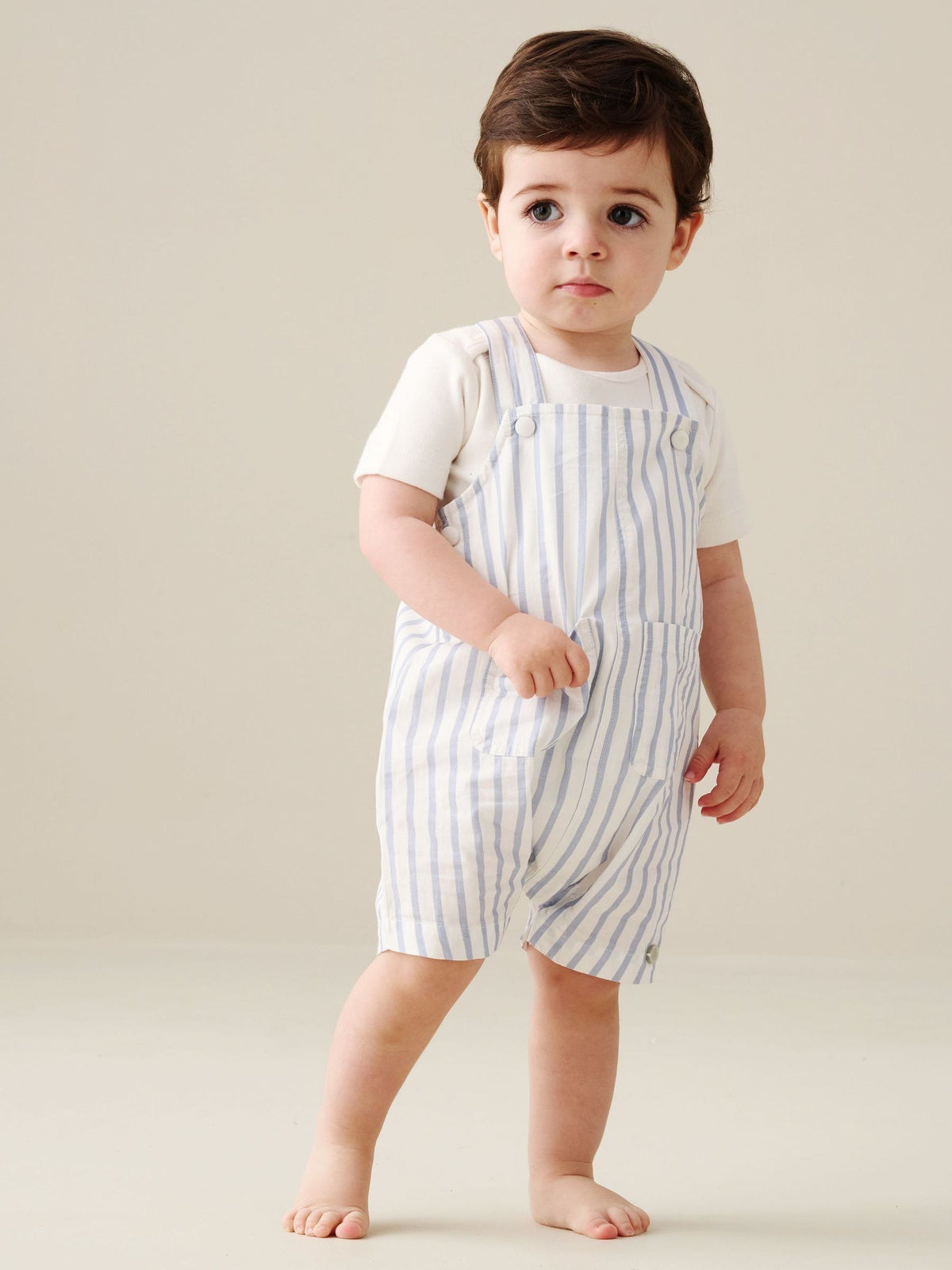 Angel & Rocket Blue Ron Stripe Dungaree And Bodysuit Set image 2