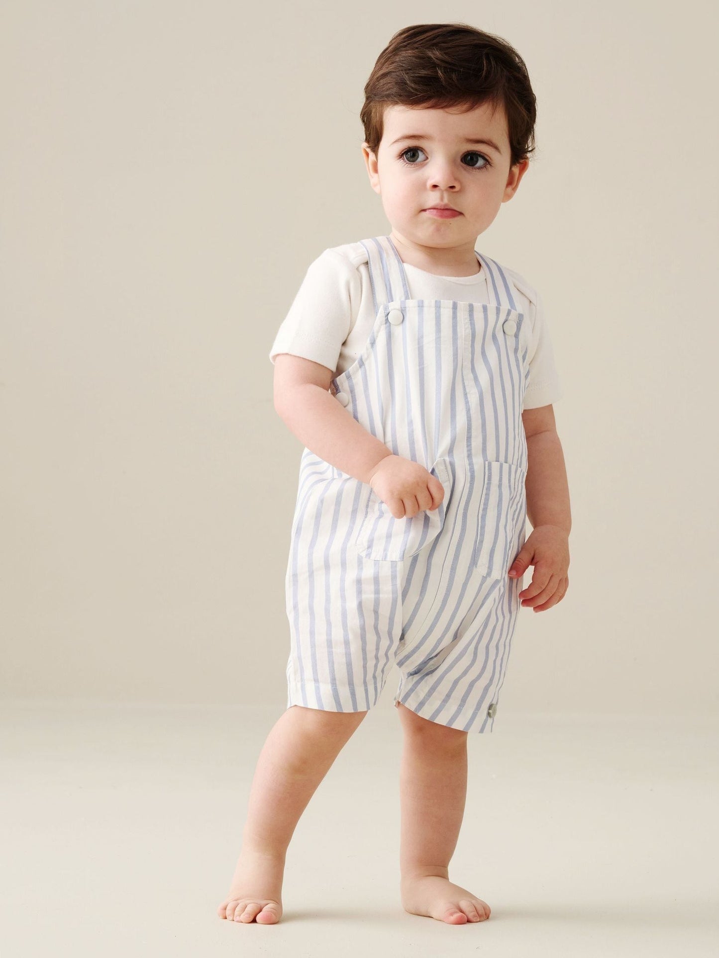 Angel & Rocket Blue Ron Stripe Dungaree And Bodysuit Set image 3
