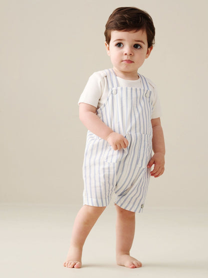 Angel & Rocket Blue Ron Stripe Dungaree And Bodysuit Set image 3