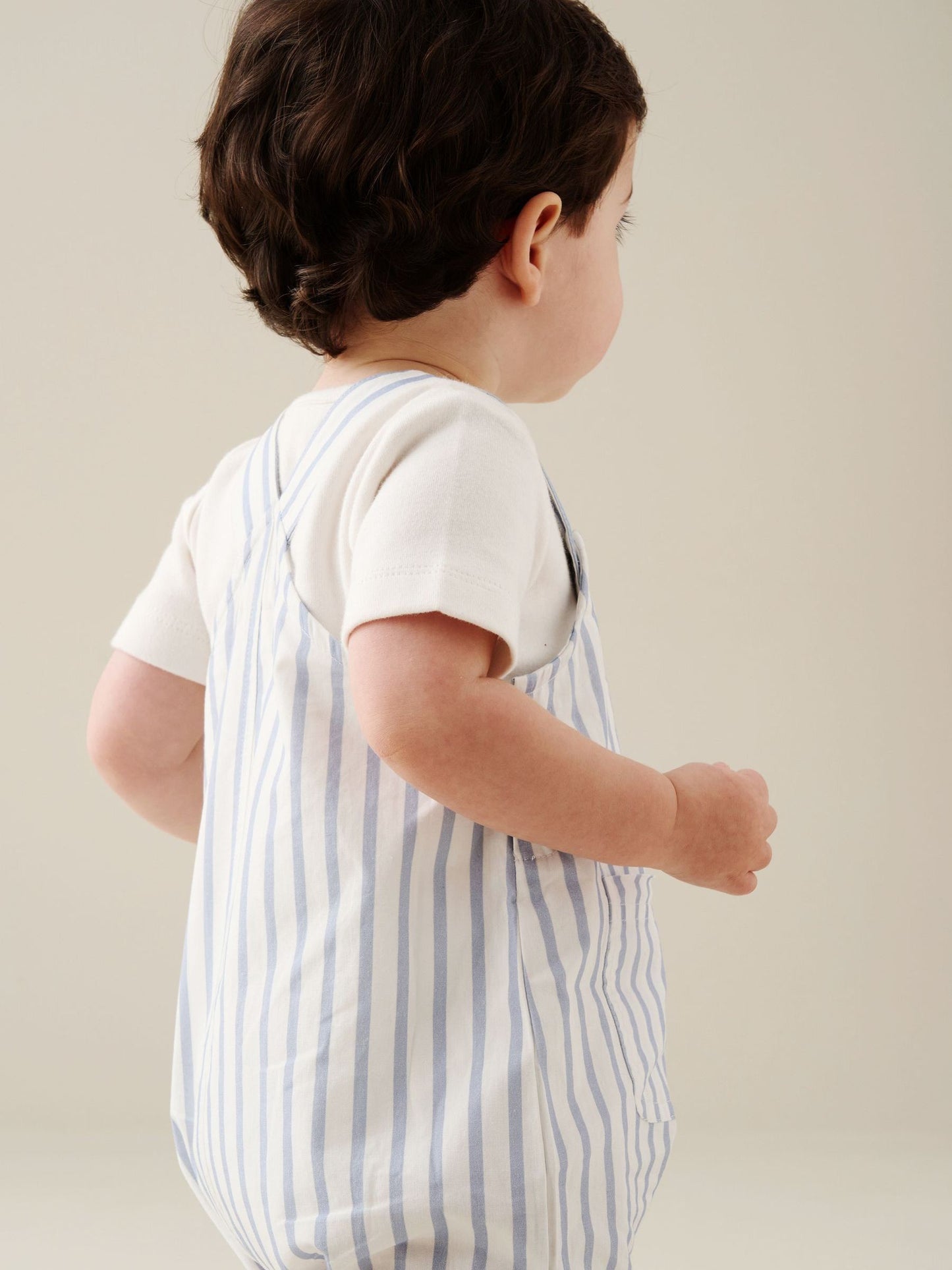 Angel & Rocket Blue Ron Stripe Dungaree And Bodysuit Set image 4