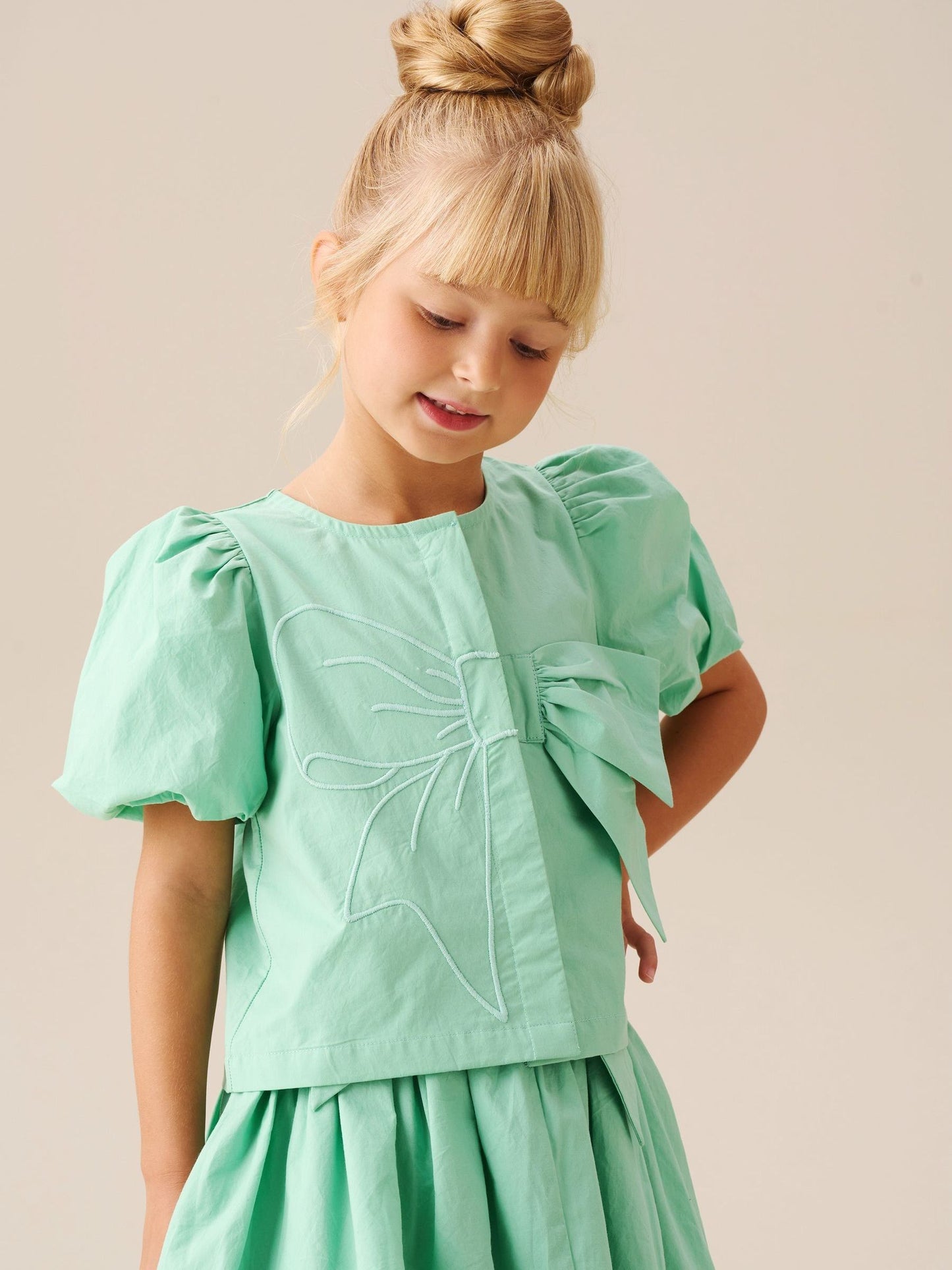 Dsiney Kidz - Angel & Rocket Green Roxie Bow Embellished Woven Blouse image 1