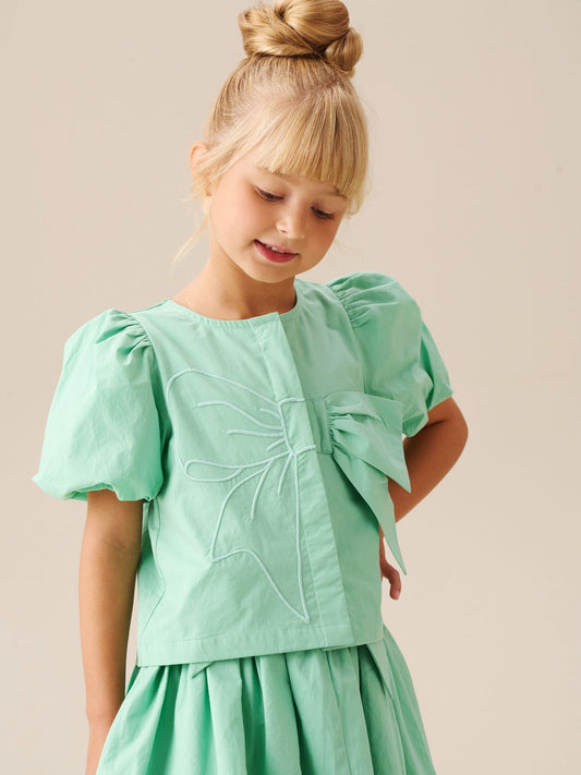 Dsiney Kidz - Angel & Rocket Green Roxie Bow Embellished Woven Blouse image 1