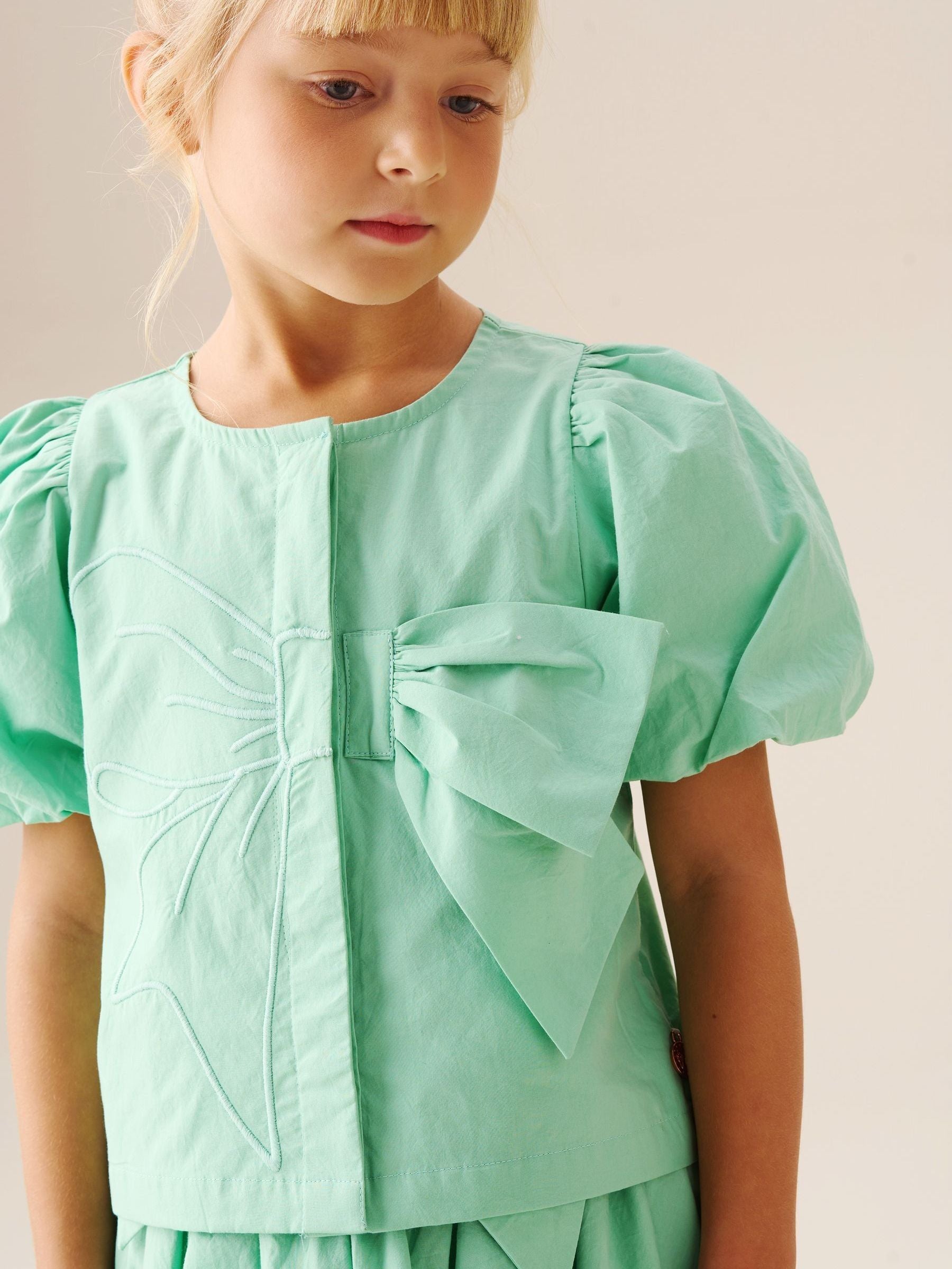 Dsiney Kidz - Angel & Rocket Green Roxie Bow Embellished Woven Blouse image 3