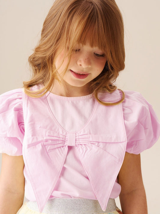 Dsiney Kidz - Angel & Rocket Pink Tilly Bow Collar Puff Sleeve T-Shirt image 1