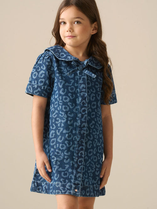 Dsiney Kidz - Angel & Rocket Blue Saoirse Leopard Denim Collared Dress image 1