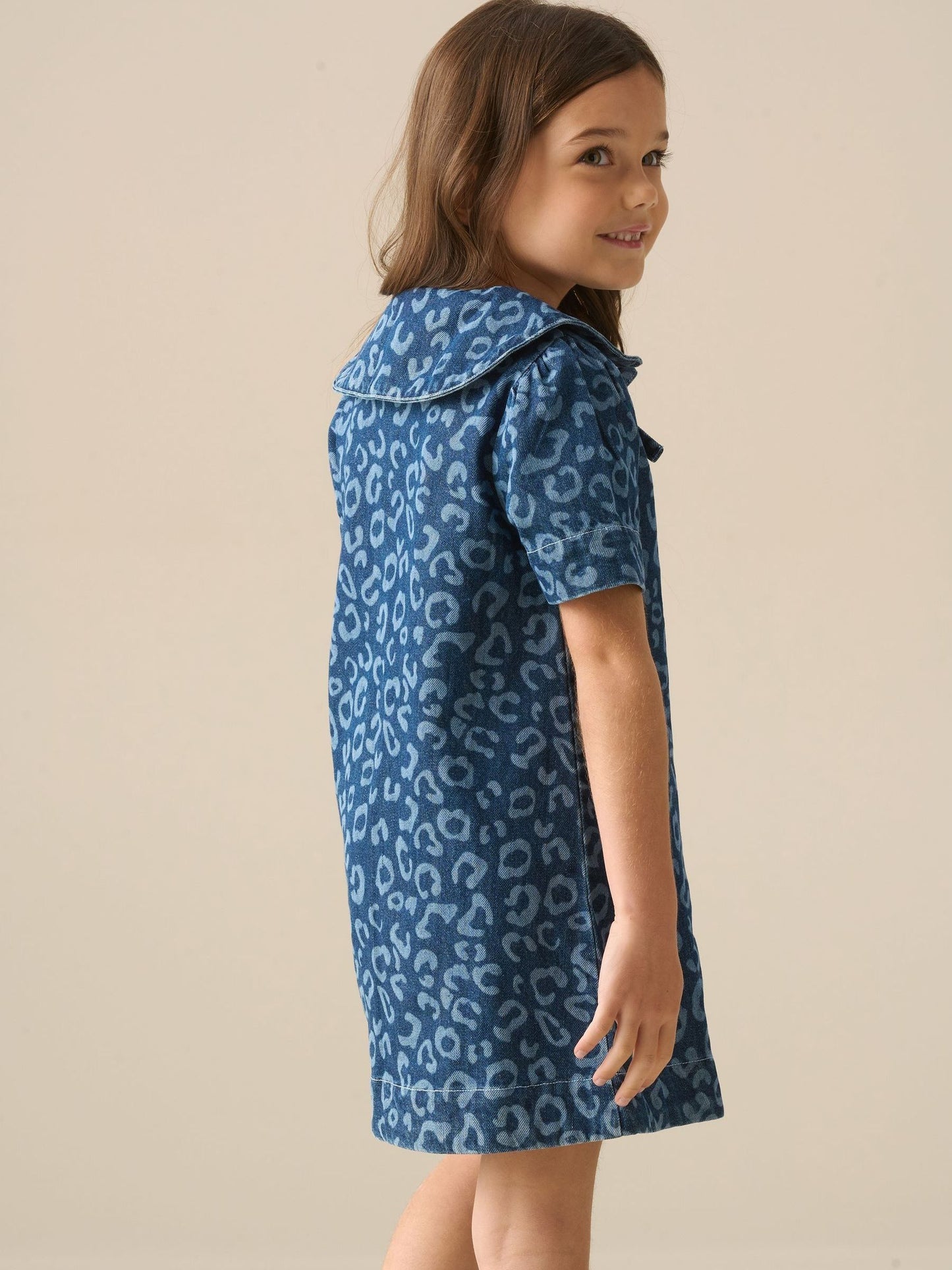 Angel & Rocket Blue Saoirse Leopard Denim Collared Dress image 4