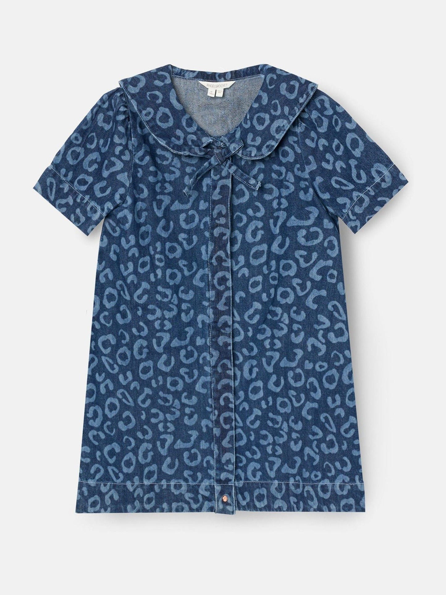 Angel & Rocket Blue Saoirse Leopard Denim Collared Dress image 6