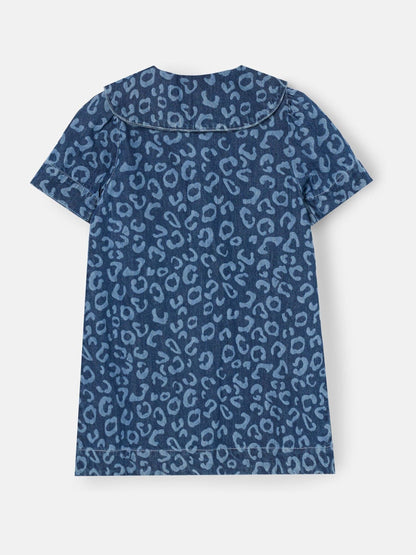 Angel & Rocket Blue Saoirse Leopard Denim Collared Dress image 7