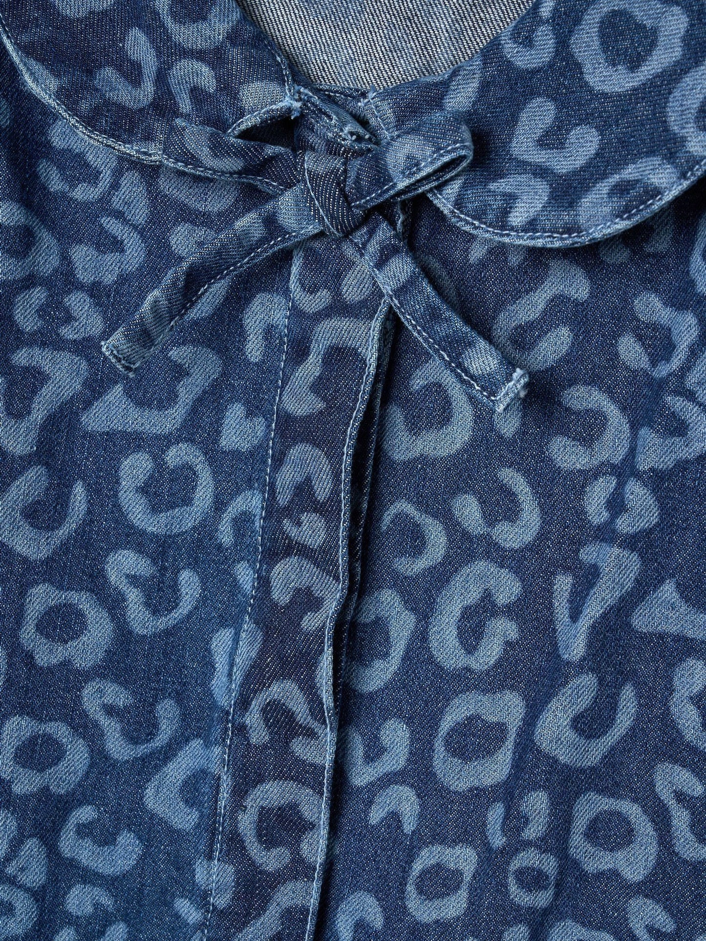 Angel & Rocket Blue Saoirse Leopard Denim Collared Dress image 8