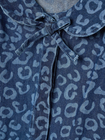 Angel & Rocket Blue Saoirse Leopard Denim Collared Dress image 8