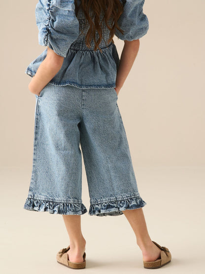 Dsiney Kidz - Angel & Rocket Blue Orla Blue Denim Frill Hem Trousers image 3