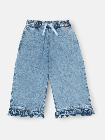 Dsiney Kidz - Angel & Rocket Blue Orla Blue Denim Frill Hem Trousers image 5