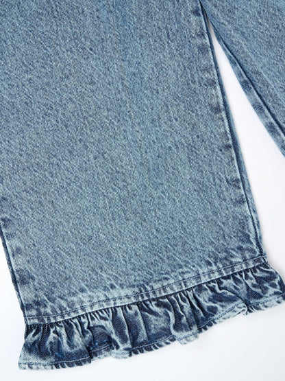 Dsiney Kidz - Angel & Rocket Blue Orla Blue Denim Frill Hem Trousers image 7