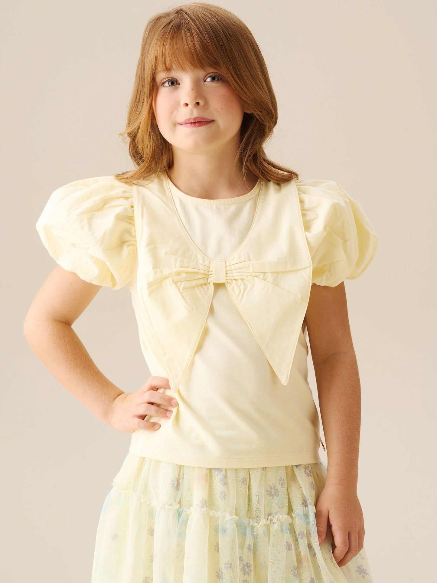Dsiney Kidz - Angel & Rocket Yellow Tilly Bow Collar Puff Sleeve T-Shirt image 1