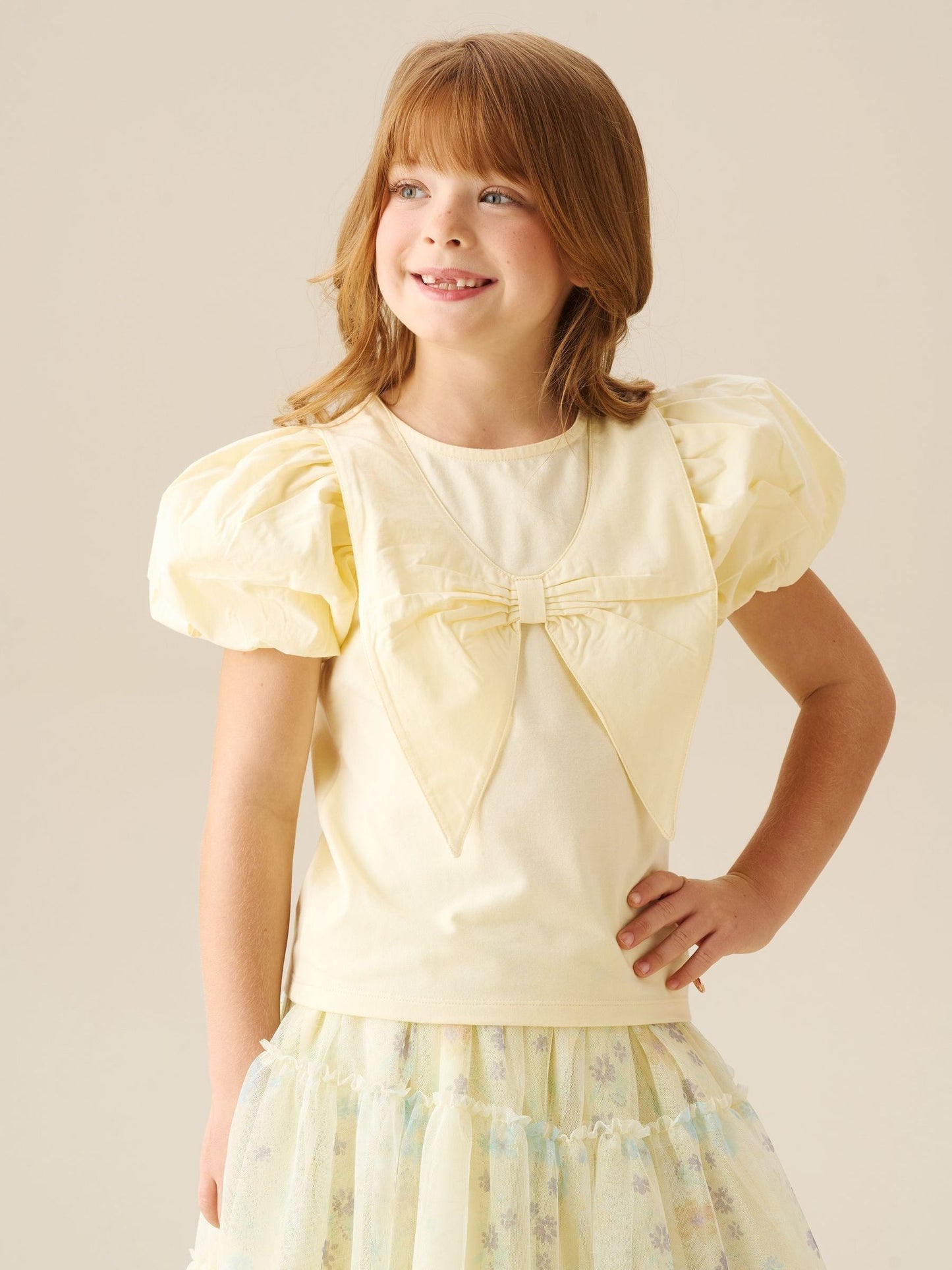 Dsiney Kidz - Angel & Rocket Yellow Tilly Bow Collar Puff Sleeve T-Shirt image 4
