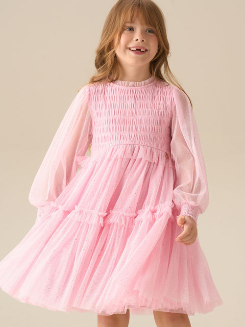 Dsiney Kidz - Angel & Rocket Pink Willow Ivory Balloon Sleeve Boho Dress image 1