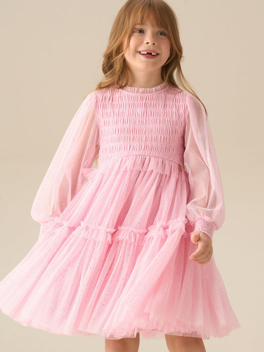 Angel & Rocket Pink Willow Ivory Balloon Sleeve Boho Dress image 1